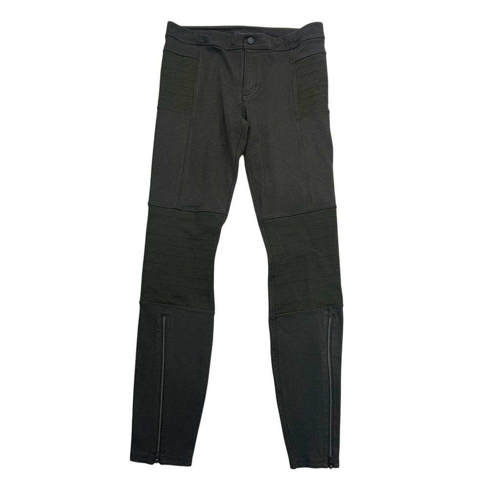 Athleta‎ Moto Leggings Olive Womens Size 6 Ribbed Panel Zipper Athleisure Pants